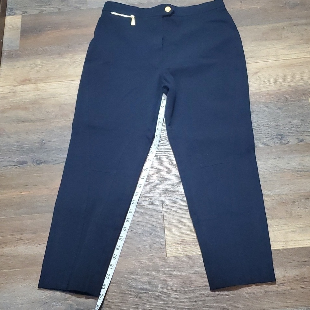 Escada sport crop cotton stretch navy blue with gold details pants